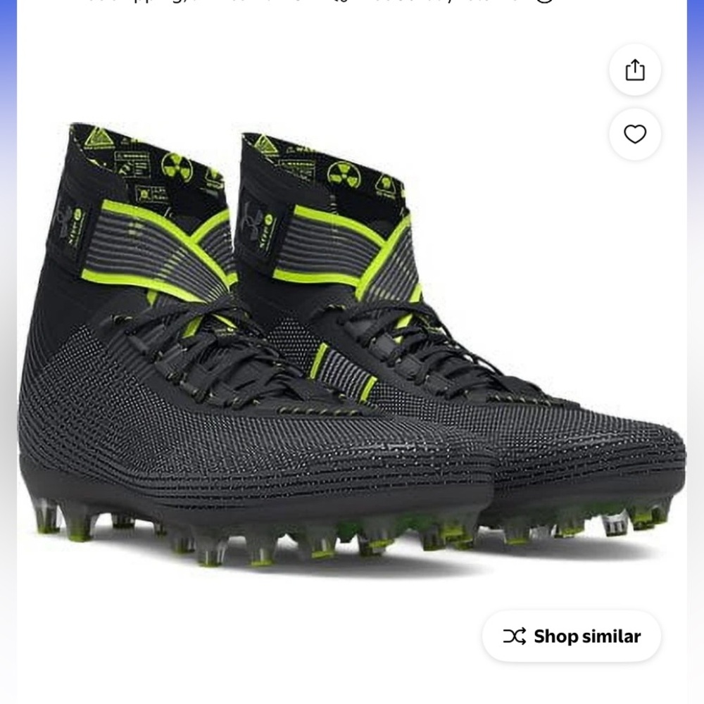 Under Armour Men’s Black and Volt High-Top Football Cleats